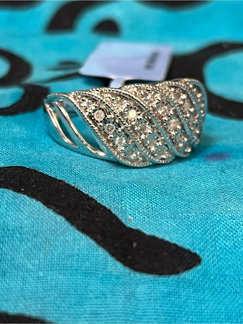 Natural Diamond Sterling Silver Swirl Ring .25 CTW Size 9 NWT